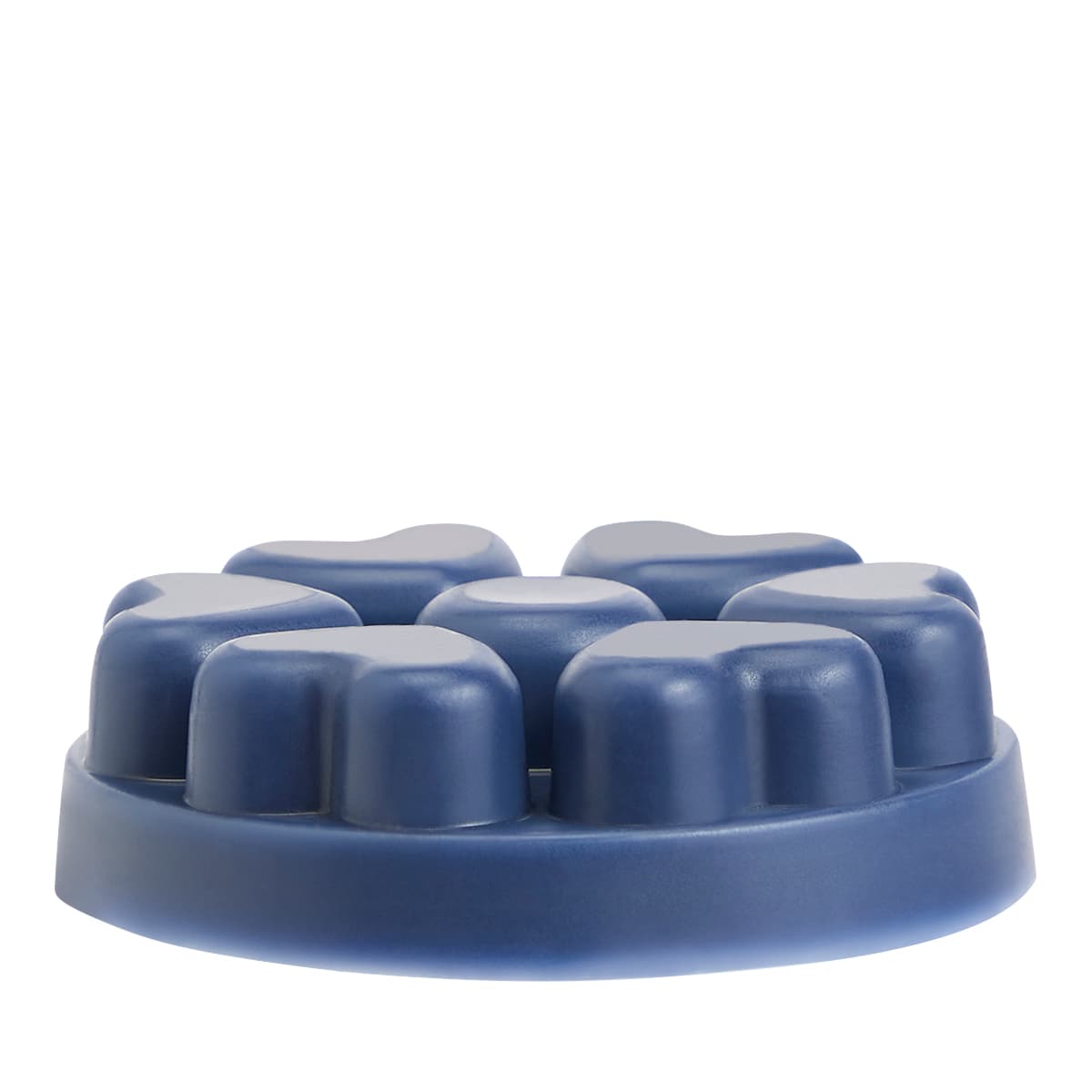 Nordic Air blue heart shaped wax melts against a white background.