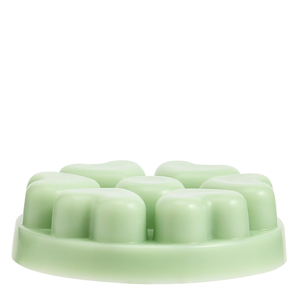 Seagrass Eucalyptus heart shaped wax melts against a white background.