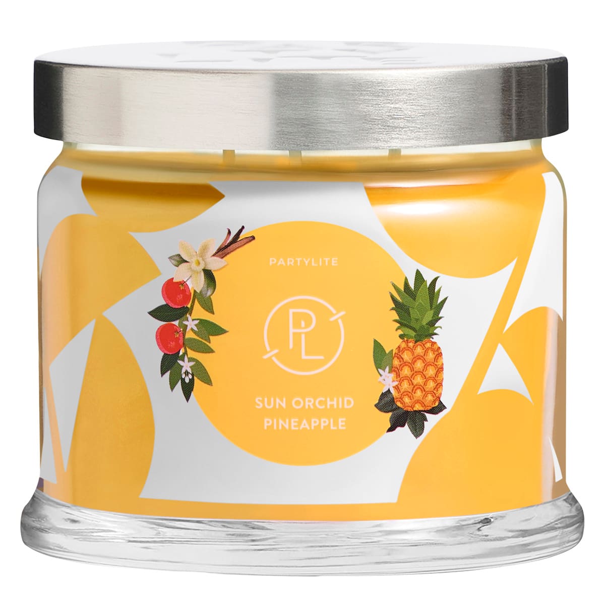 Sun Orchid Pineapple 3-wick Jar Candle against a white background