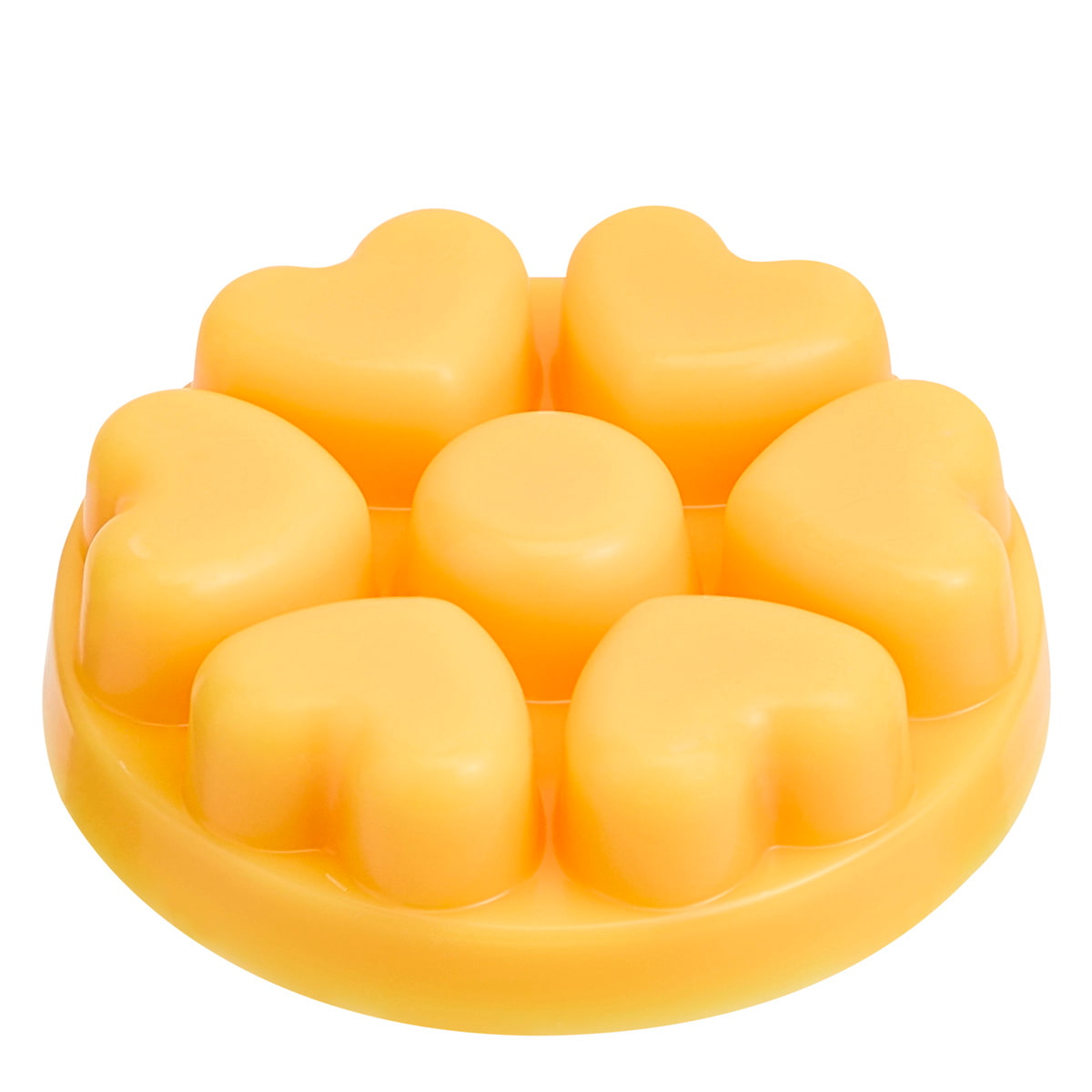 Sun Orchid Pineapple heart shaped melts on a white background