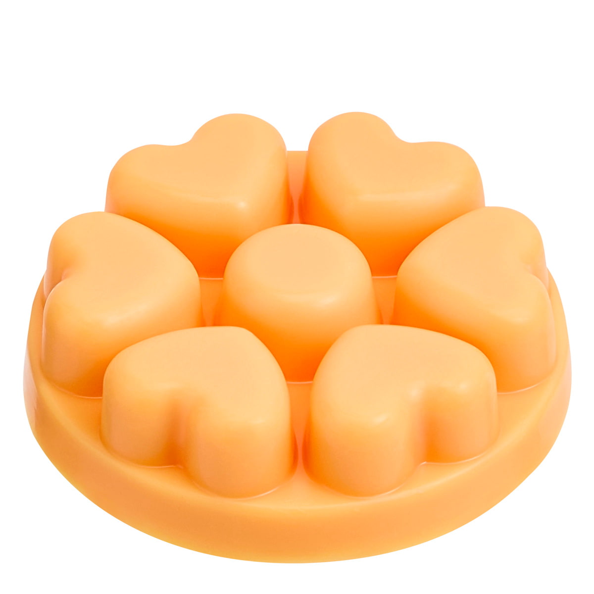 Grapefruit Peach Paloma heart shaped wax melt shown with a white background