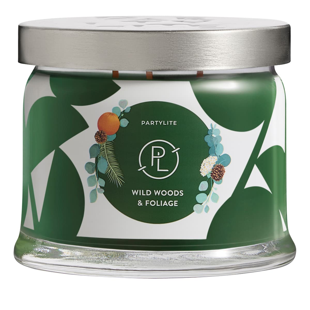 Wild Woods & Foliage 3-wick jar candle against a white background.