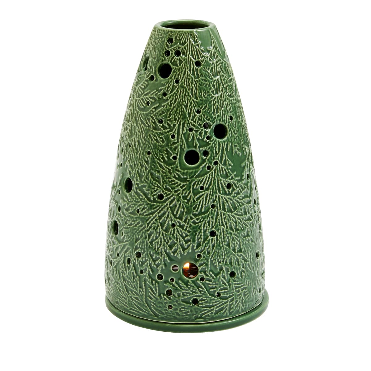 Lacy Greens Tealight Holder against a white background.