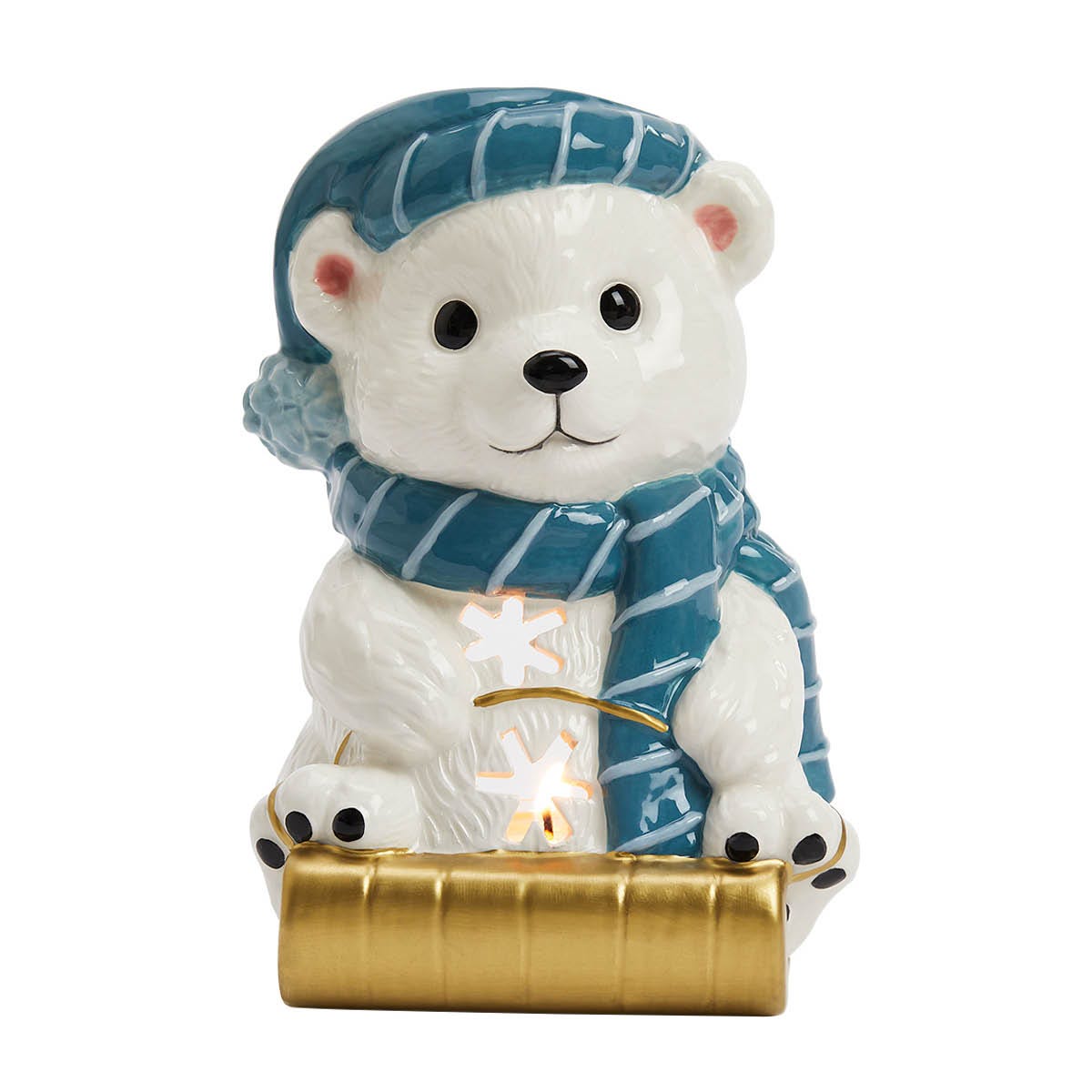 Sledding Polar Bear Tealight Holder