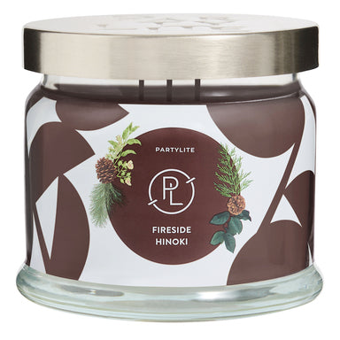 Fireside Hinoki 3-Wick Jar Candle against a white background.