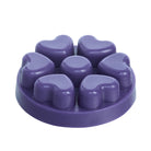 Purple heart-shaped melts on a white background