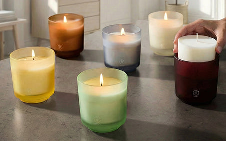 Assortment of 6 Refillable by PL candles with a candle refill being added to one of them