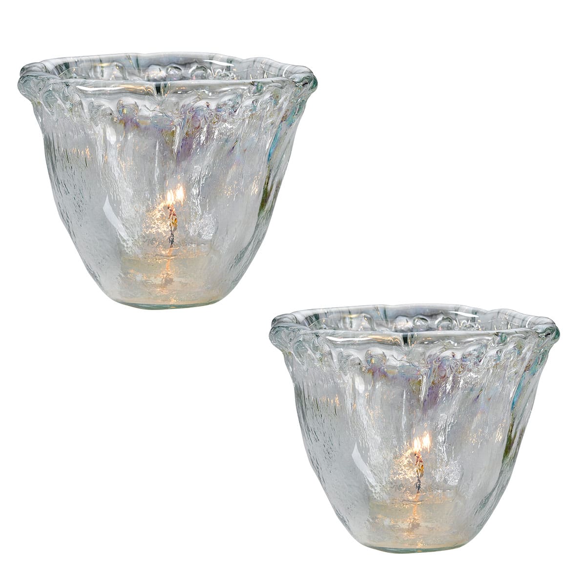 Lustrous Glass Tealight Holder Pair