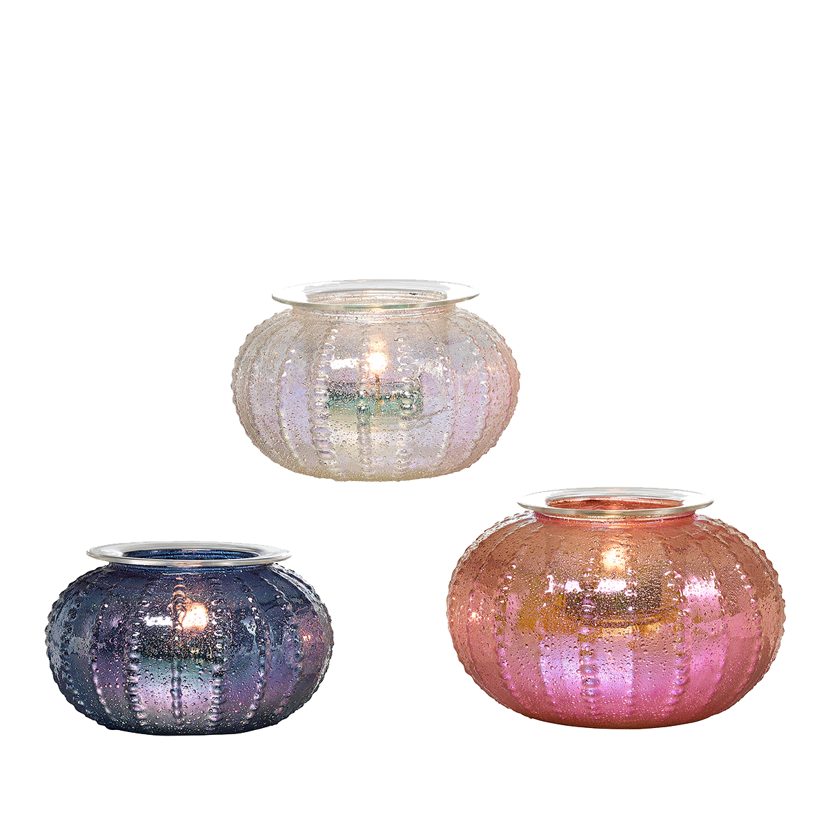Glass Sea Urchin Tealight Holder Trio